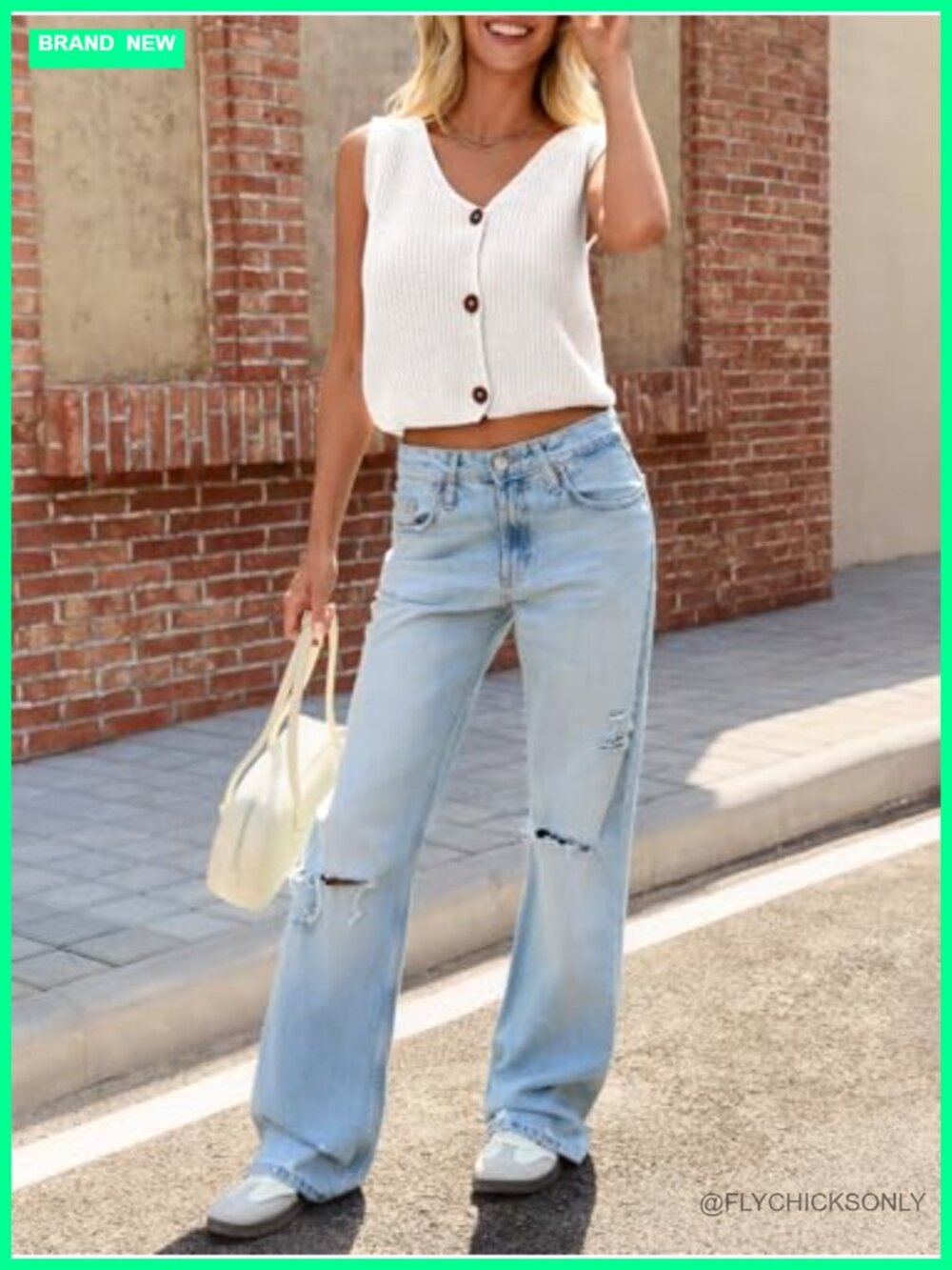 Chunky Knit Cropped Sweater Vest V-Neck Button Down Sleeveless Y2K Top - Picture 5 of 7